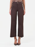Pantaloni cropped moro con bottoni dorati