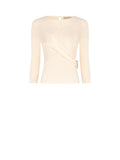 Blusa beige chiaro con drappeggio laterale