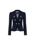 Giacca doppiopetto in velluto blu navy Giorgia Palmas X Rinascimento