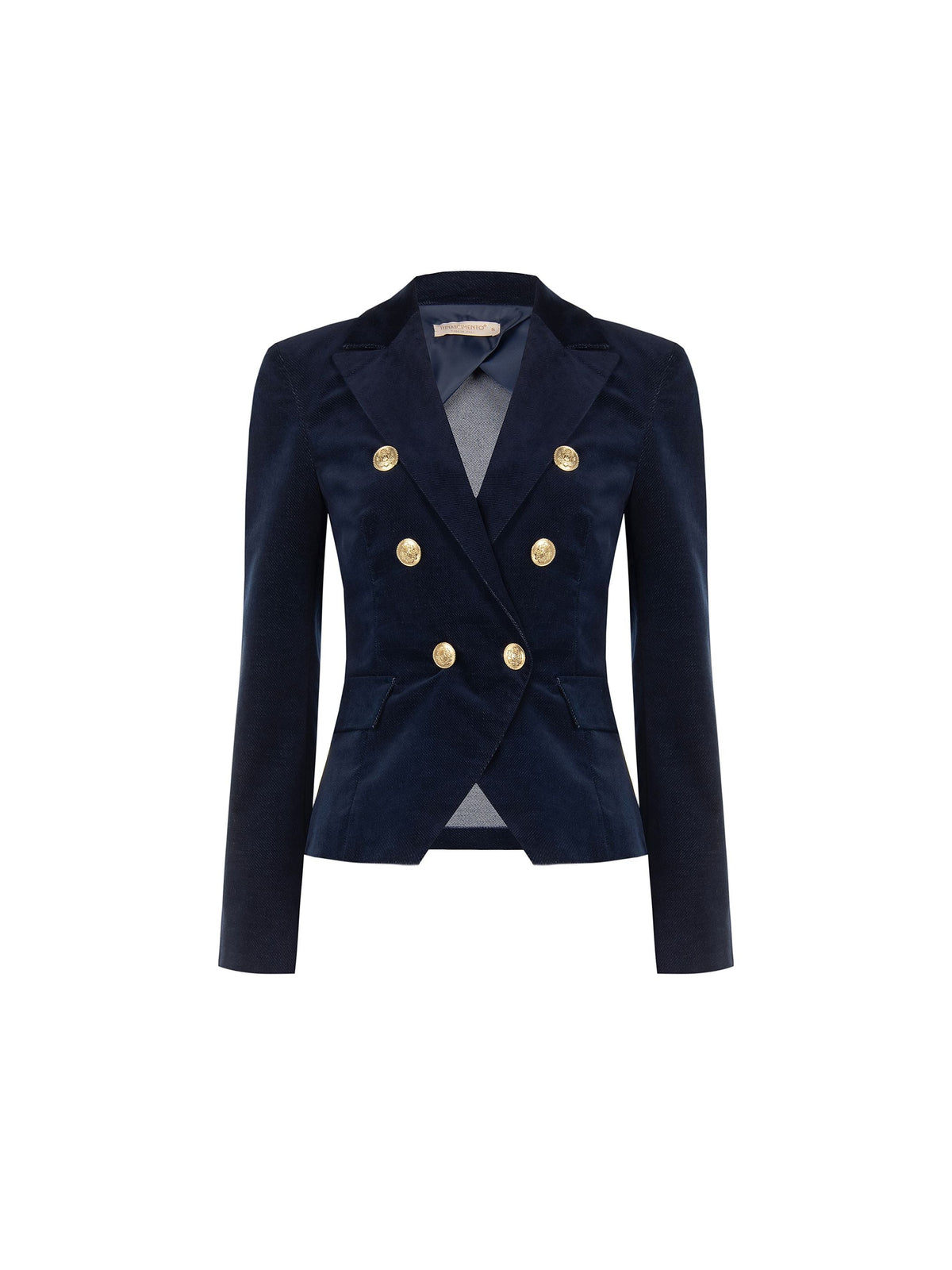 Giacca doppiopetto in velluto blu navy Giorgia Palmas X Rinascimento