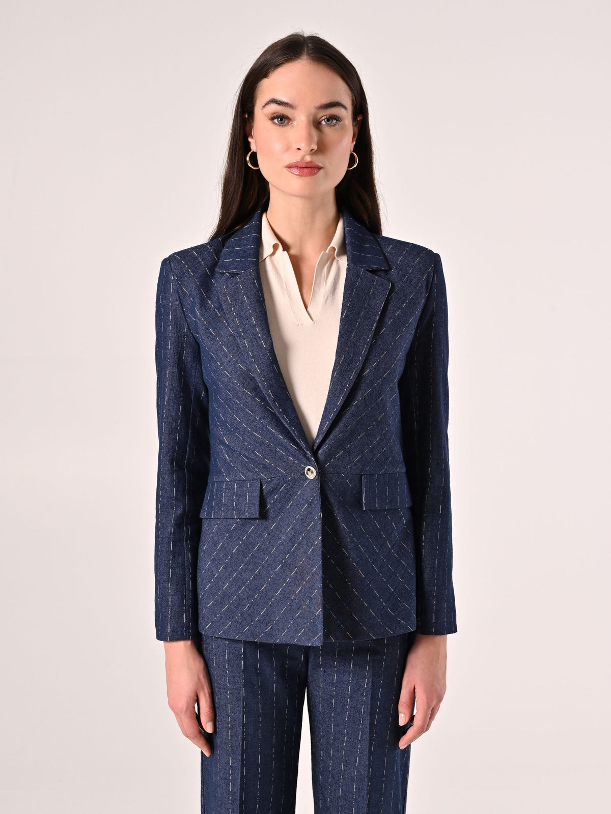 Giacca in Denim effetto Gessato