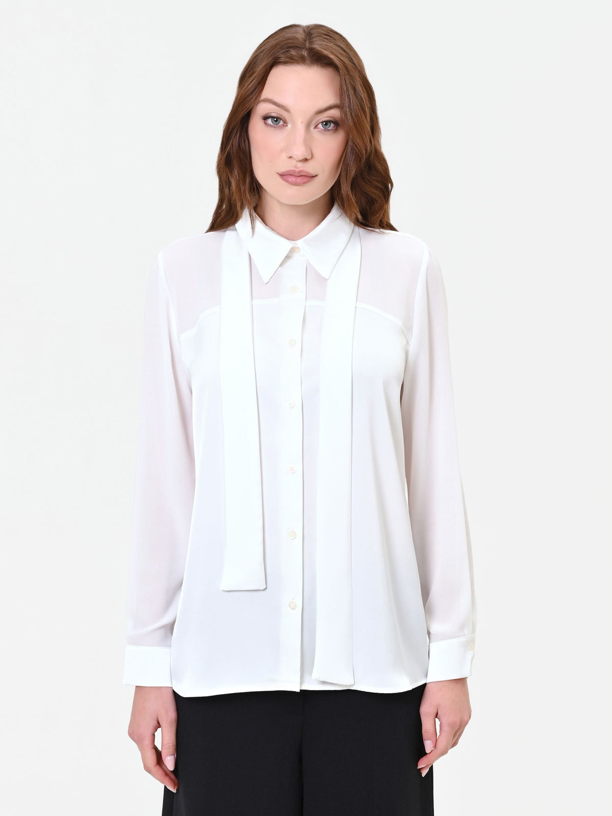 Camicia in georgette panna bianco con fusciacca