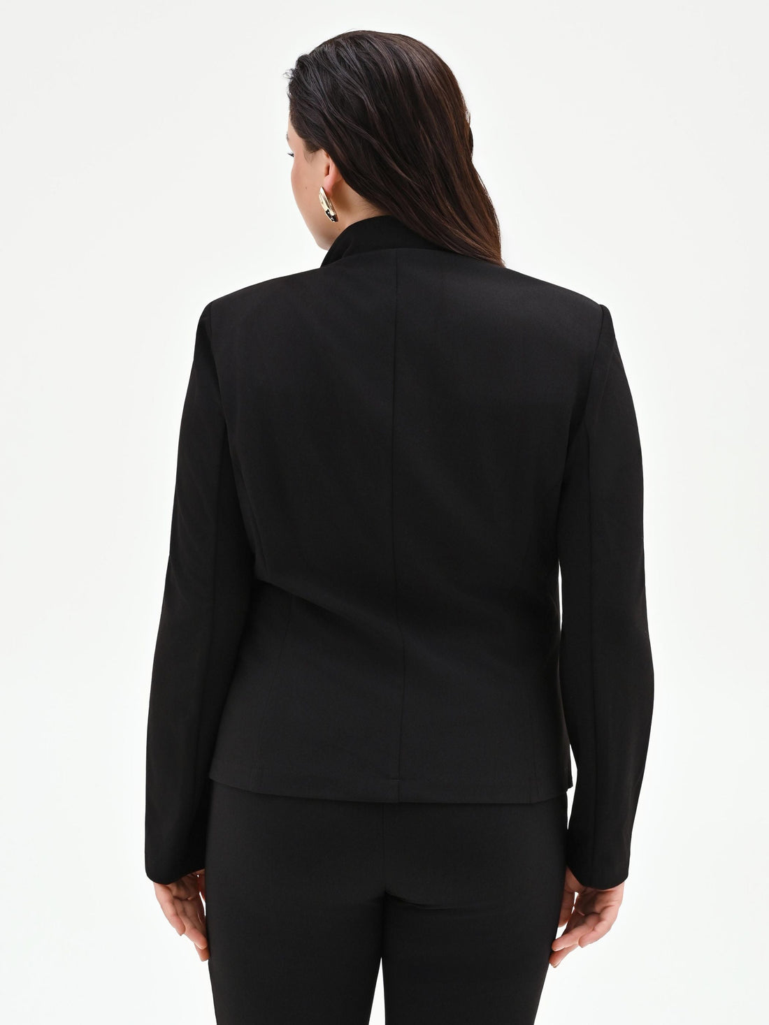 Giacca nera Curvy con zip in scuba mano crepe