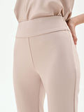 Pantalone a zampa tortora beige in scuba crèpe