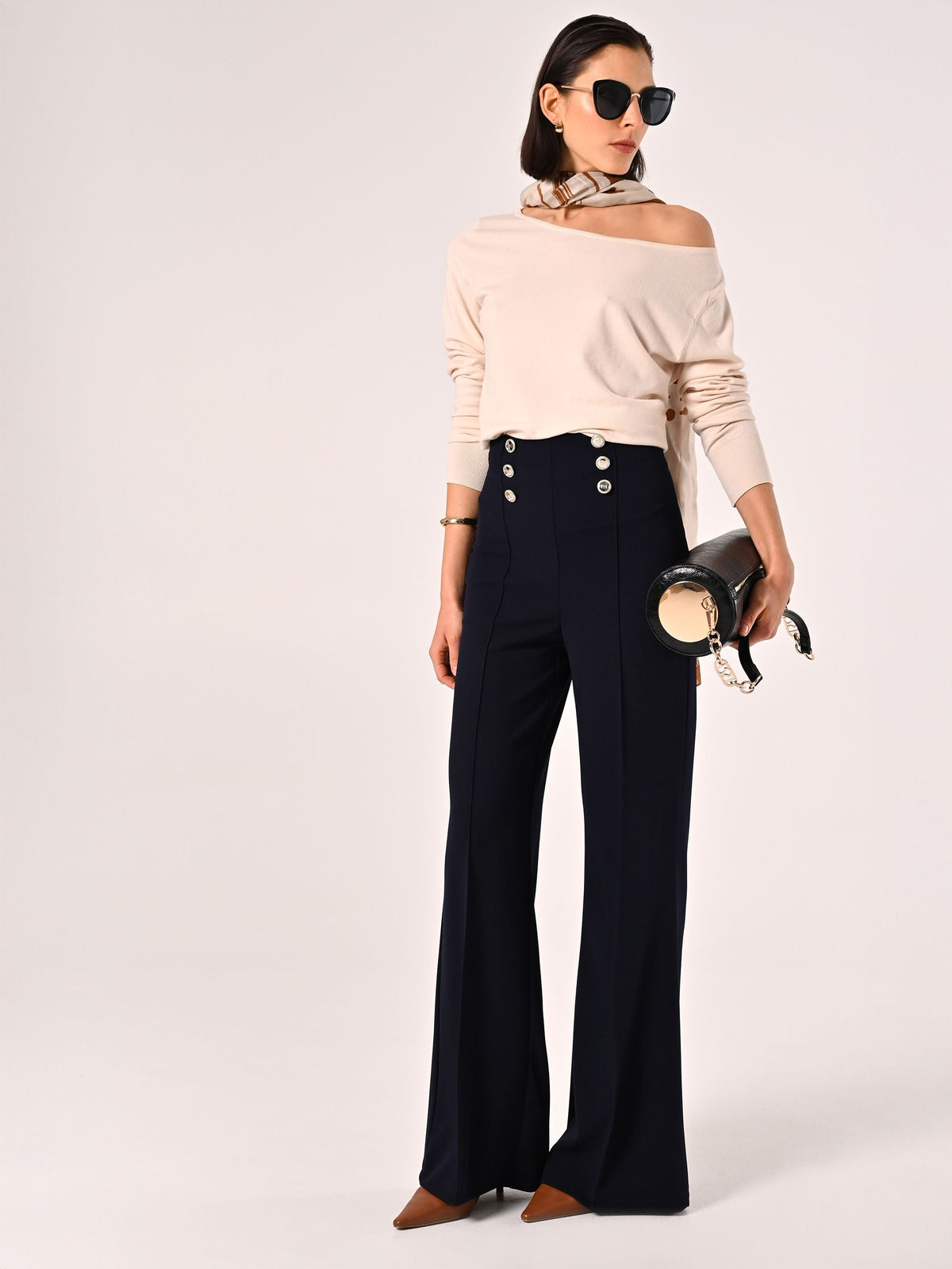 Pantaloni Blu con Bottoni Mariniére