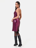 Abito tubino bordeaux rosso in paillettes allover