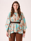 Blusa Curvy stampa Paisley Verde Acqua