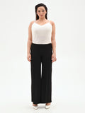 Pantalone Curvy nero a palazzo in scuba crèpe