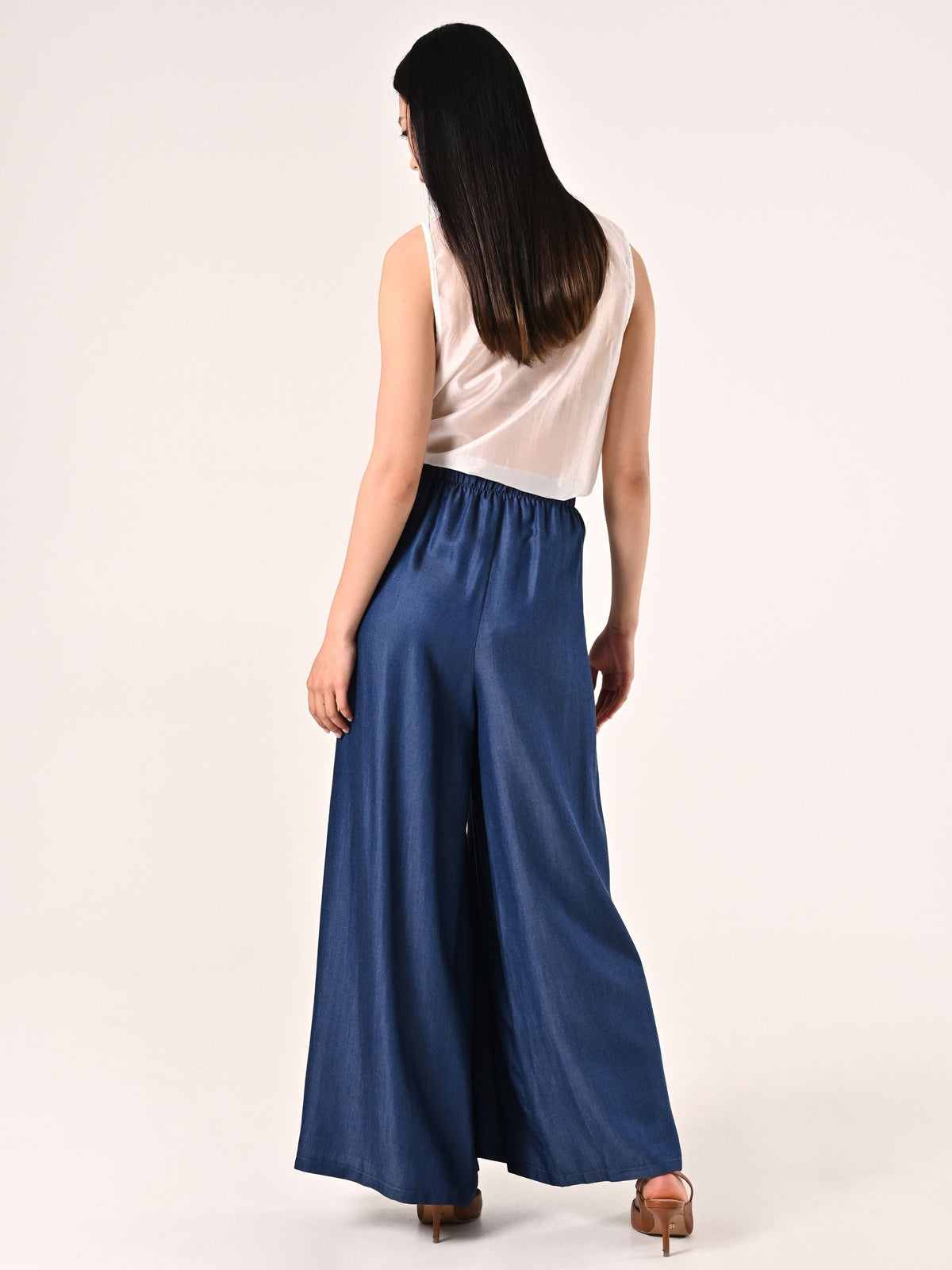 Pantaloni Ampi in Chambray