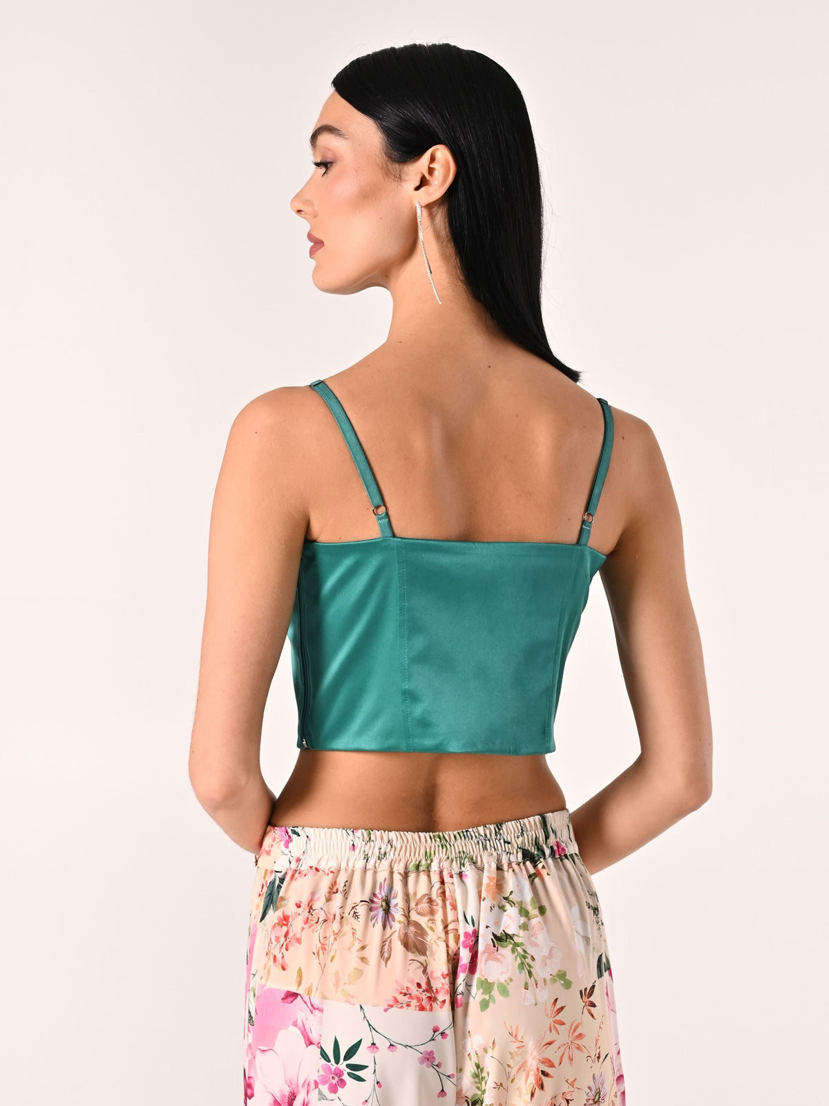 Top Bustier in Raso strutturato Verde Reale