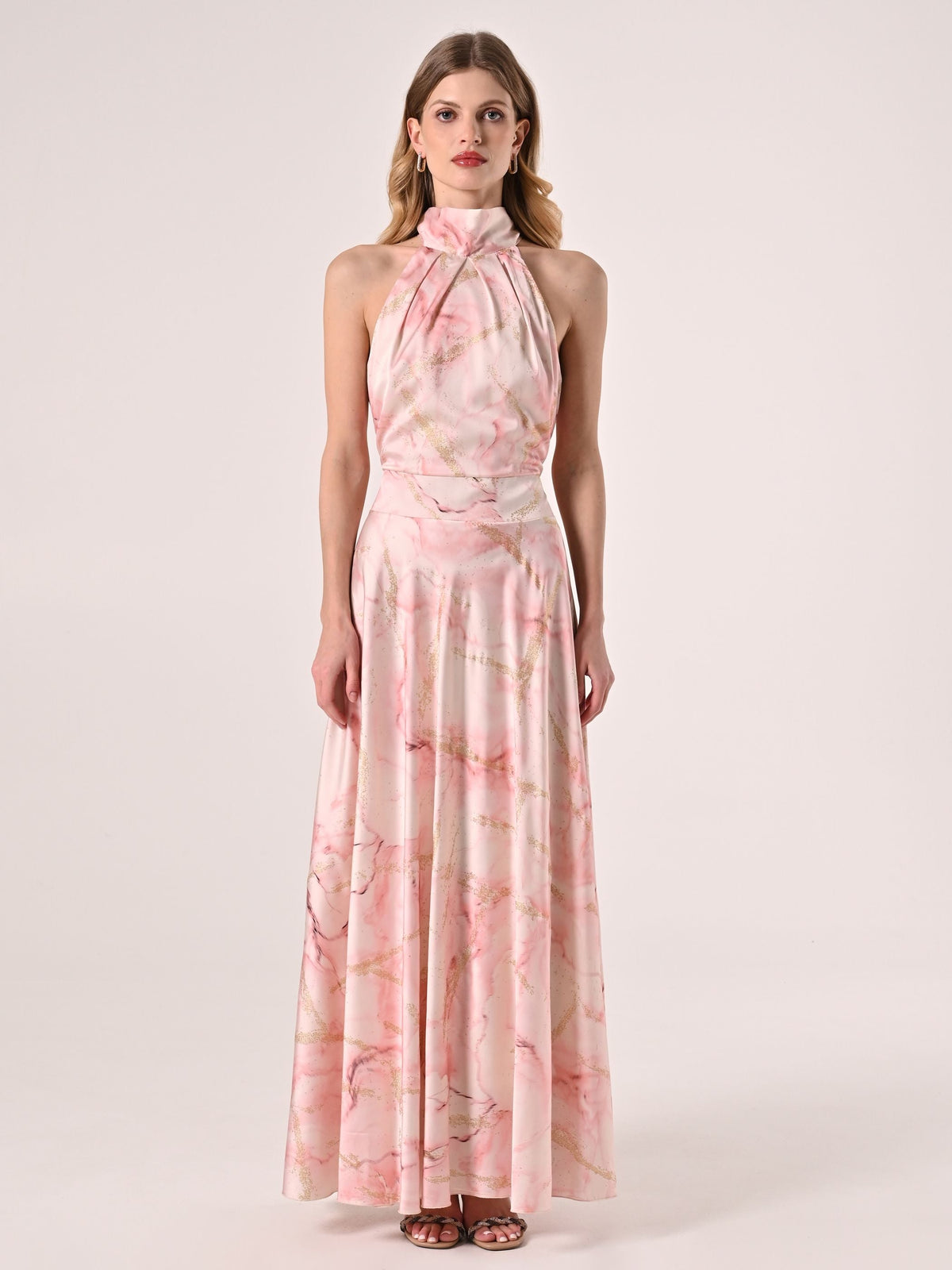Abito scollo all'Americana Marmorizzato Rosa
