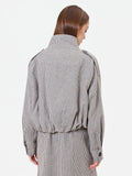 Capospalla blouson pied de poule tortora e beige