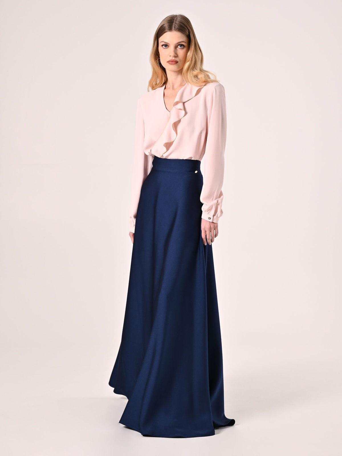 Gonna in Raso Blu Navy