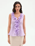 Camicia lilla viola con volant