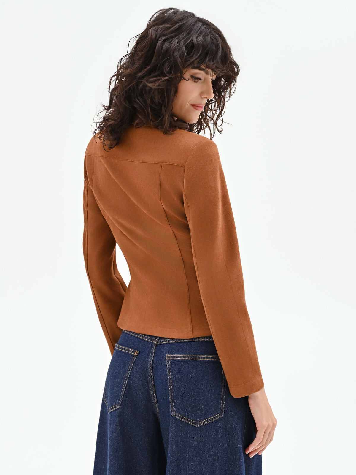 Giubbino cammello beige effetto camoscio