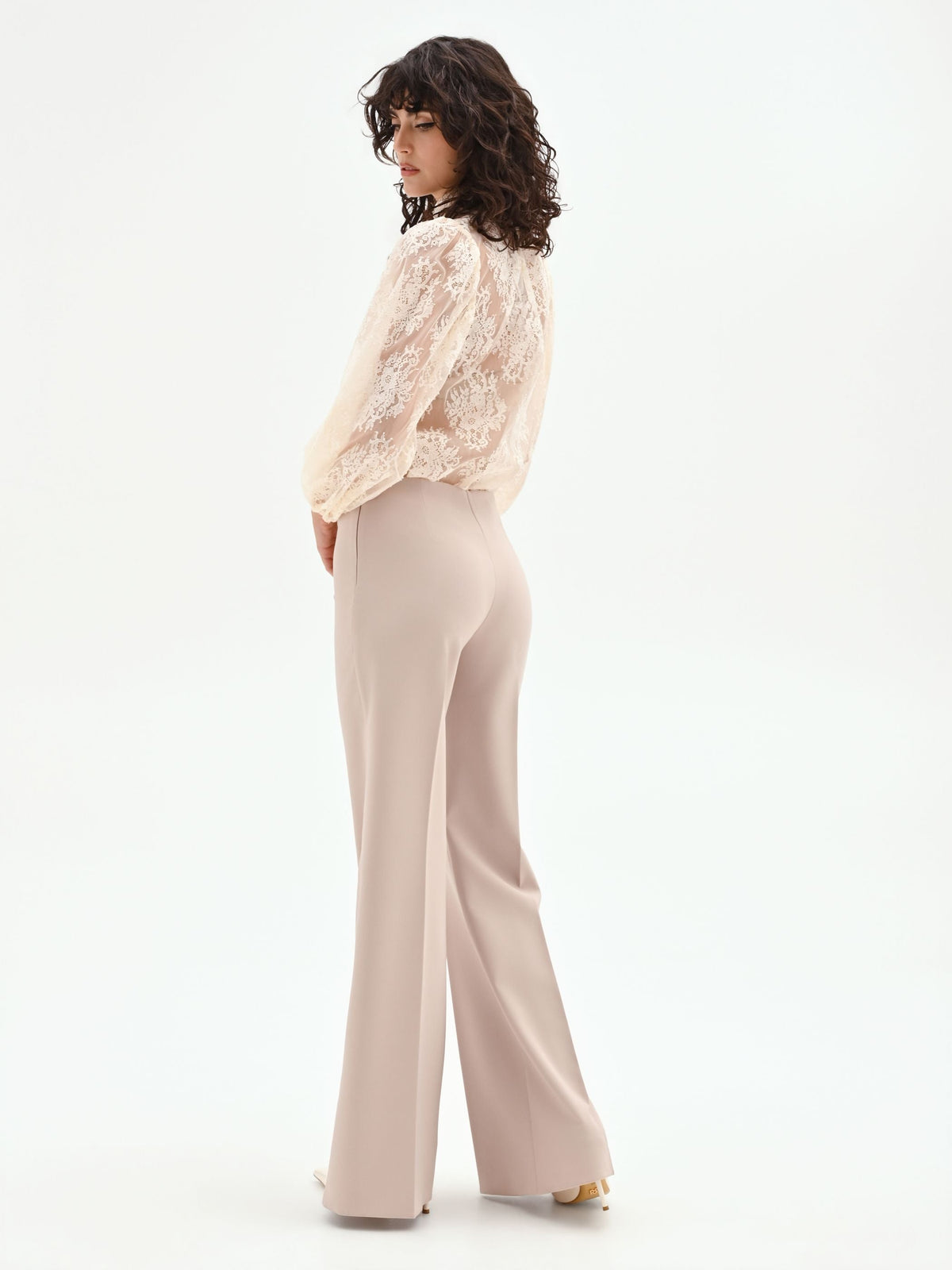 Pantalone a palazzo tortora beige