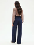Jeans palazzo blu a vita alta