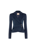 Giacca incrociata blu navy con fibbia in poliviscosa