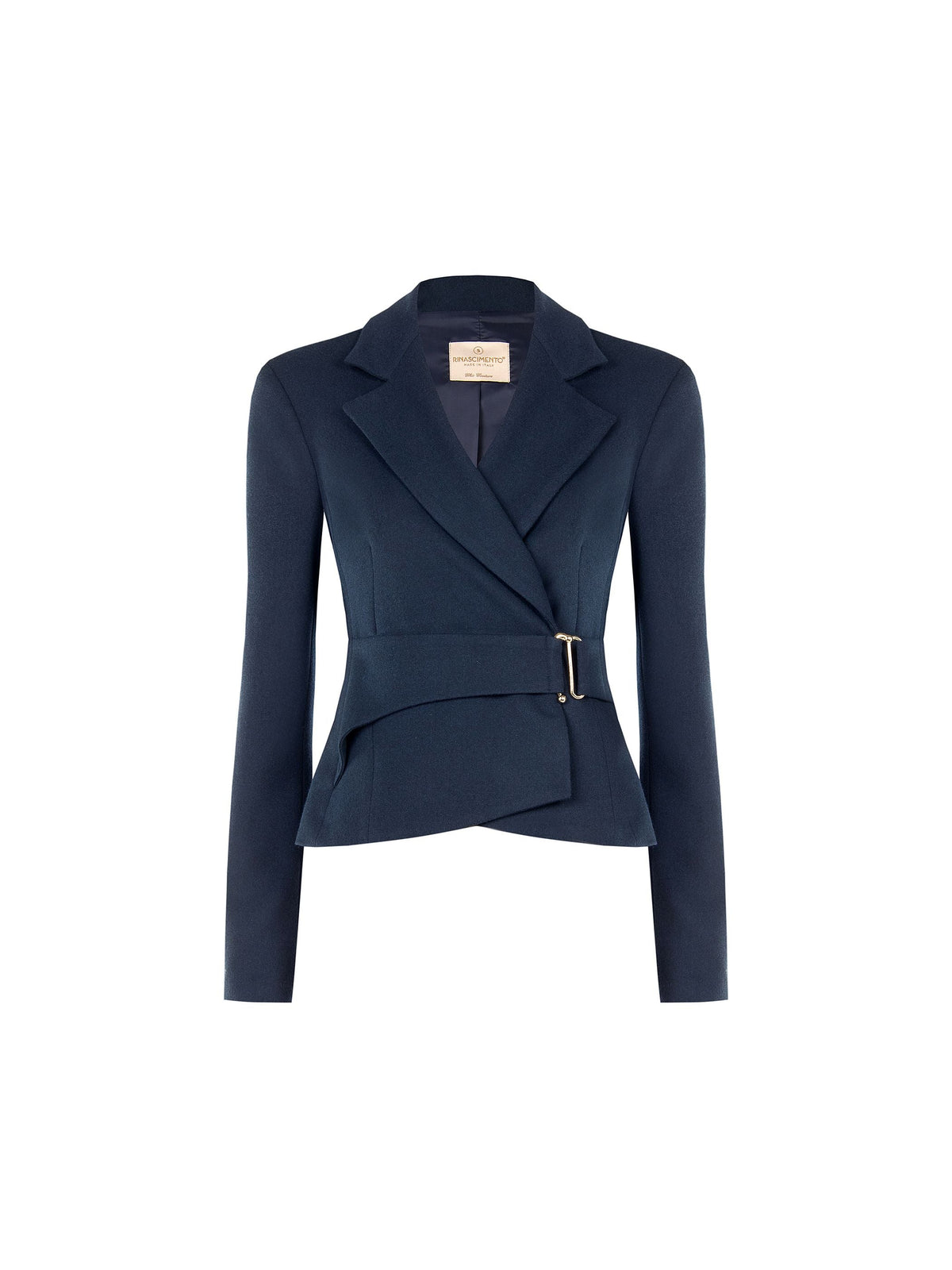 Giacca incrociata blu navy con fibbia in poliviscosa