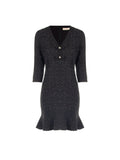 Abito corto nero in tweed con fiocchi