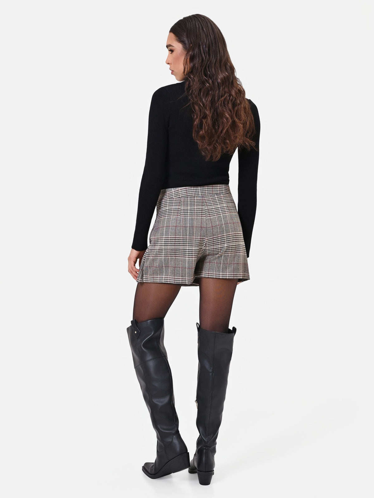 Gonna pantalone in misto viscosa a quadri