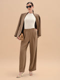 Pantalone a palazzo fango marrone in cadi