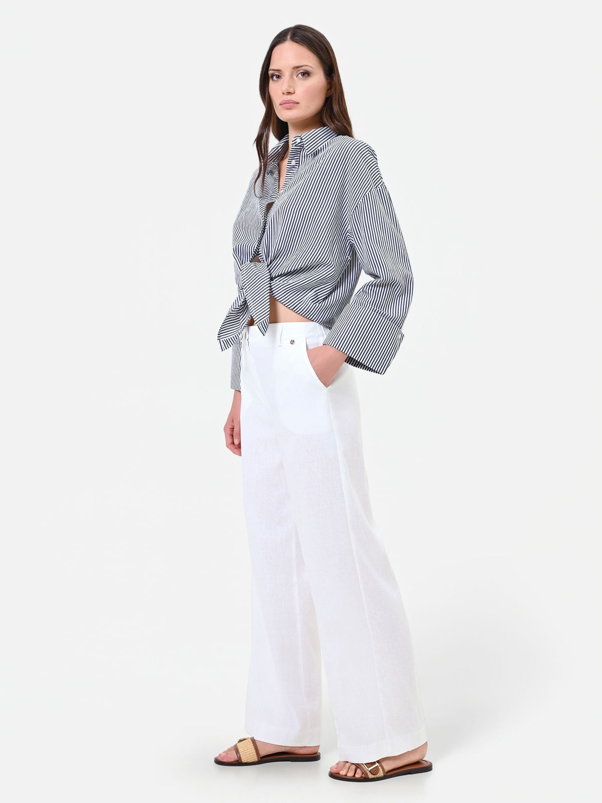 Pantalone bianco in lino