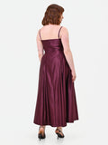 Abito Curvy bordeaux rosso in raso