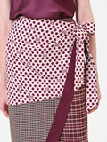 Gonna a portafoglio bordeaux con design patchwork