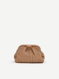 Pochette marrone cuoio con chiusura a fiocco