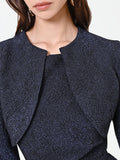 Coprispalla blu navy in tessuto jacquard