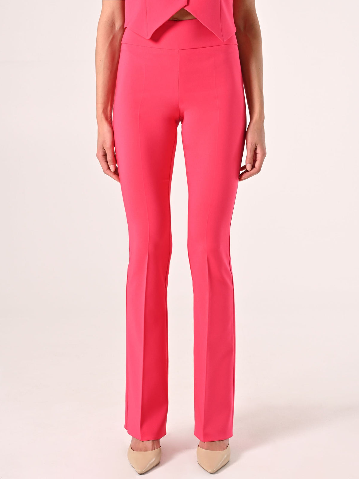 Pantaloni in Tessuto Tecnico Fuxia con Fascione in Vita