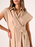 Chemisier Beige Incrociato con Fiocco