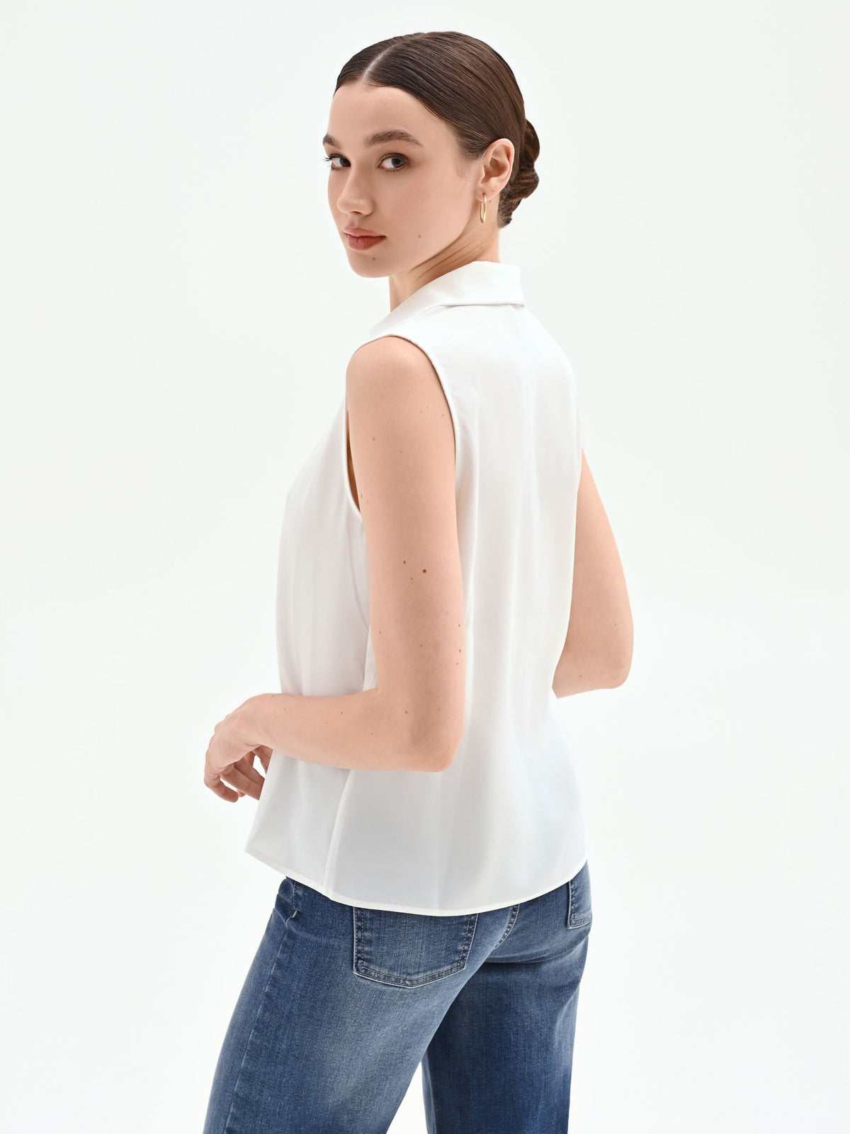 Blusa smanicata bianco panna