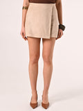 Mini Gonna in Simil Suede Beige