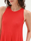 Abito in maglia plissé rosso fragola