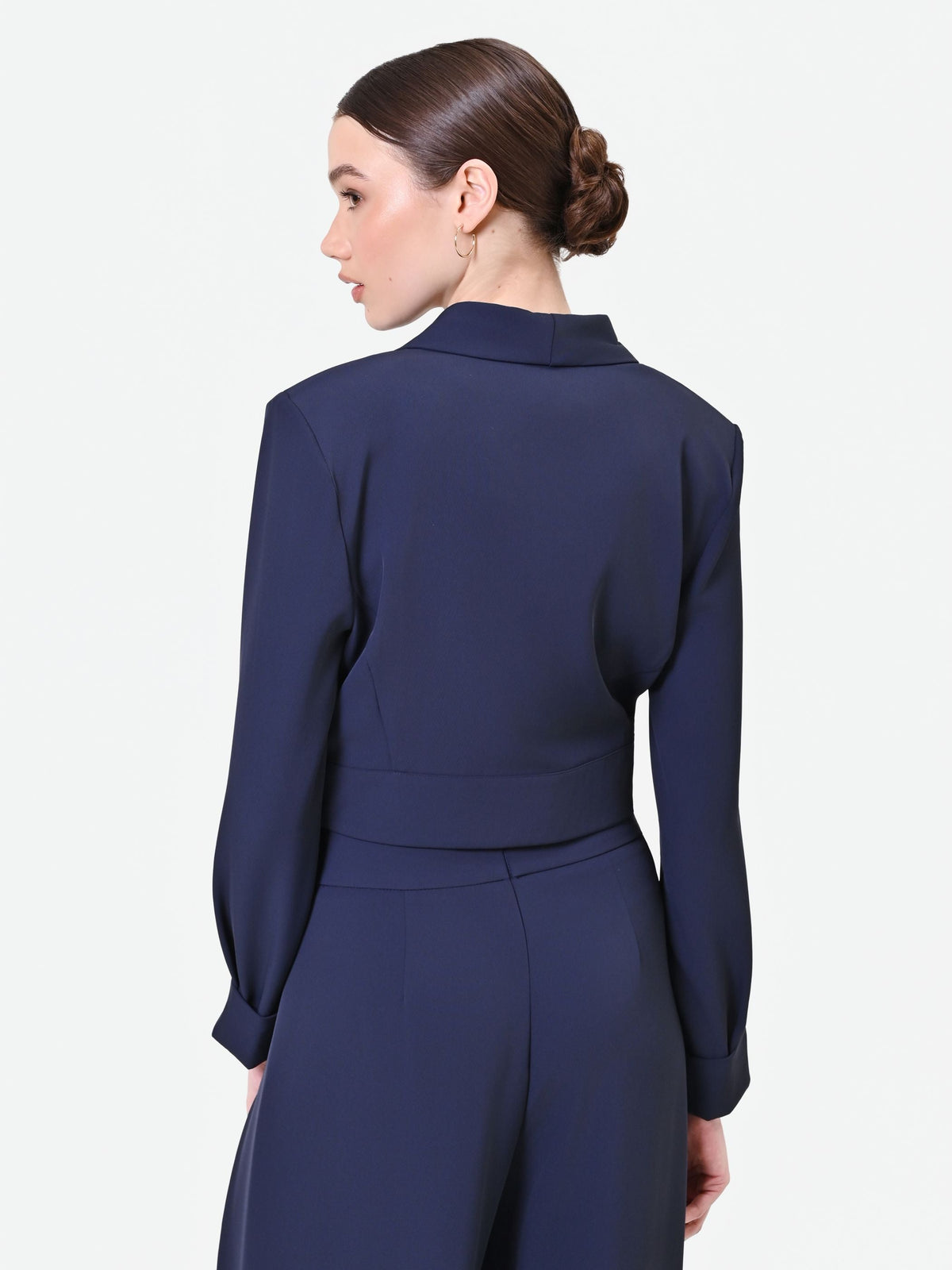 Giacca corta blu navy con bottone design
