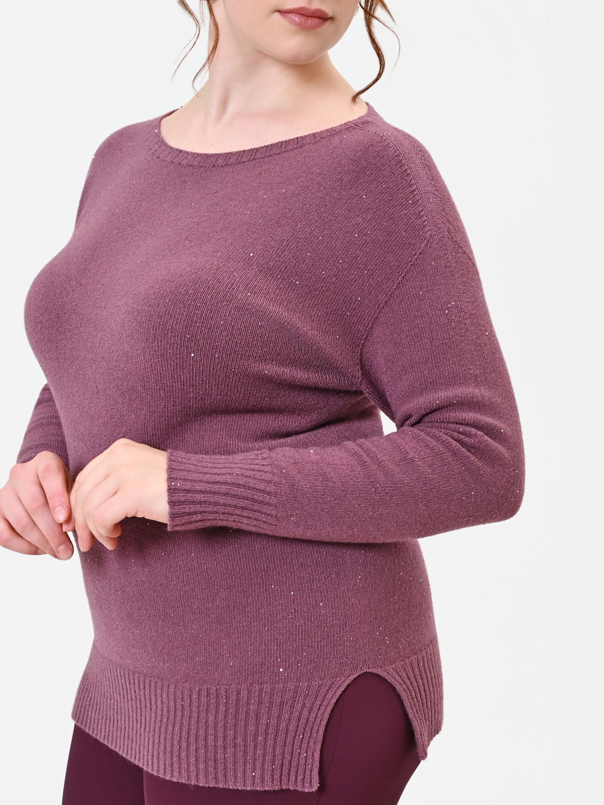Maglia Curvy rosa antico in filato misto viscosa