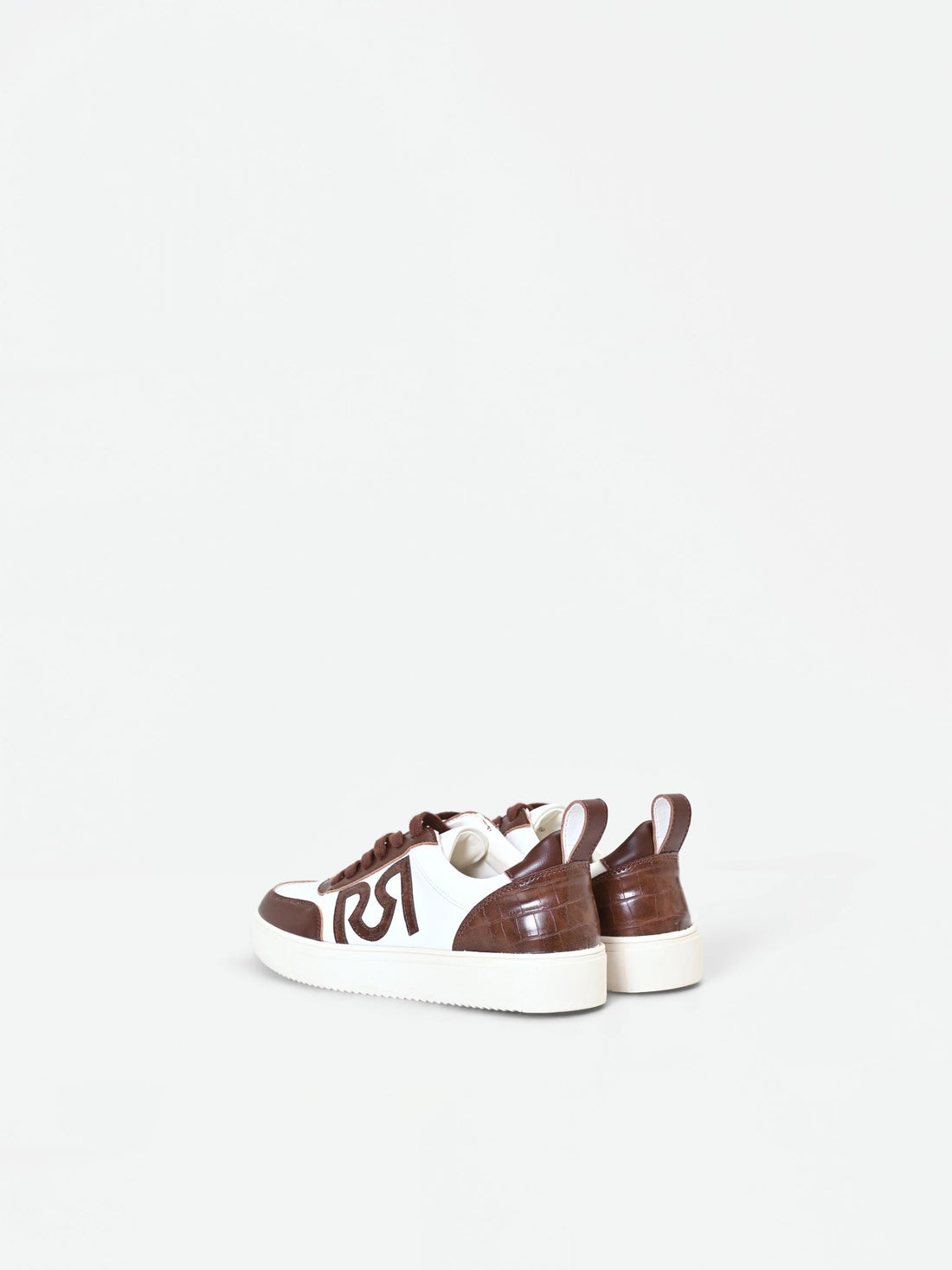 Sneaker cioccolato con inserti effetto coccodrillo