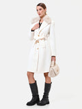 Cappotto bianco con inserto effetto pelliccia