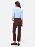 Pantalone cropped bordeaux rosso in twill di cotone