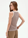 Top in maglia a righe color cioccolato