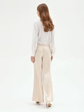 Pantalone a palazzo in raso beige chiaro