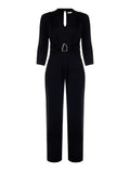 Tuta nera Curvy palazzo in jersey fluido