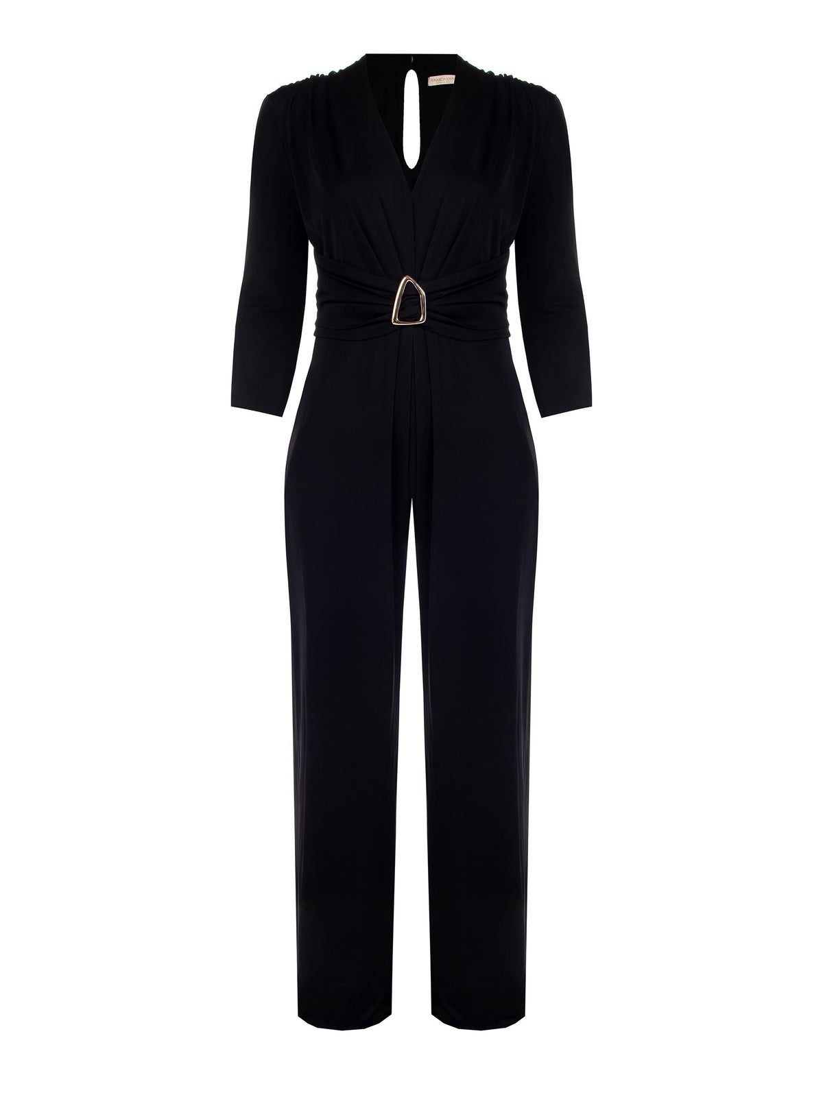 Tuta nera Curvy palazzo in jersey fluido