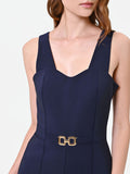 Tuta elegante blu navy con pantalone a gamba ampia