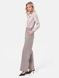 Pantalone a vita alta in misto viscosa tortora beige