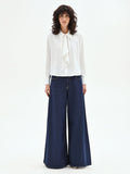 Camicia panna bianco con plastron asimmetrico