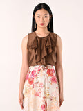 Blusa con Rouche Marrone