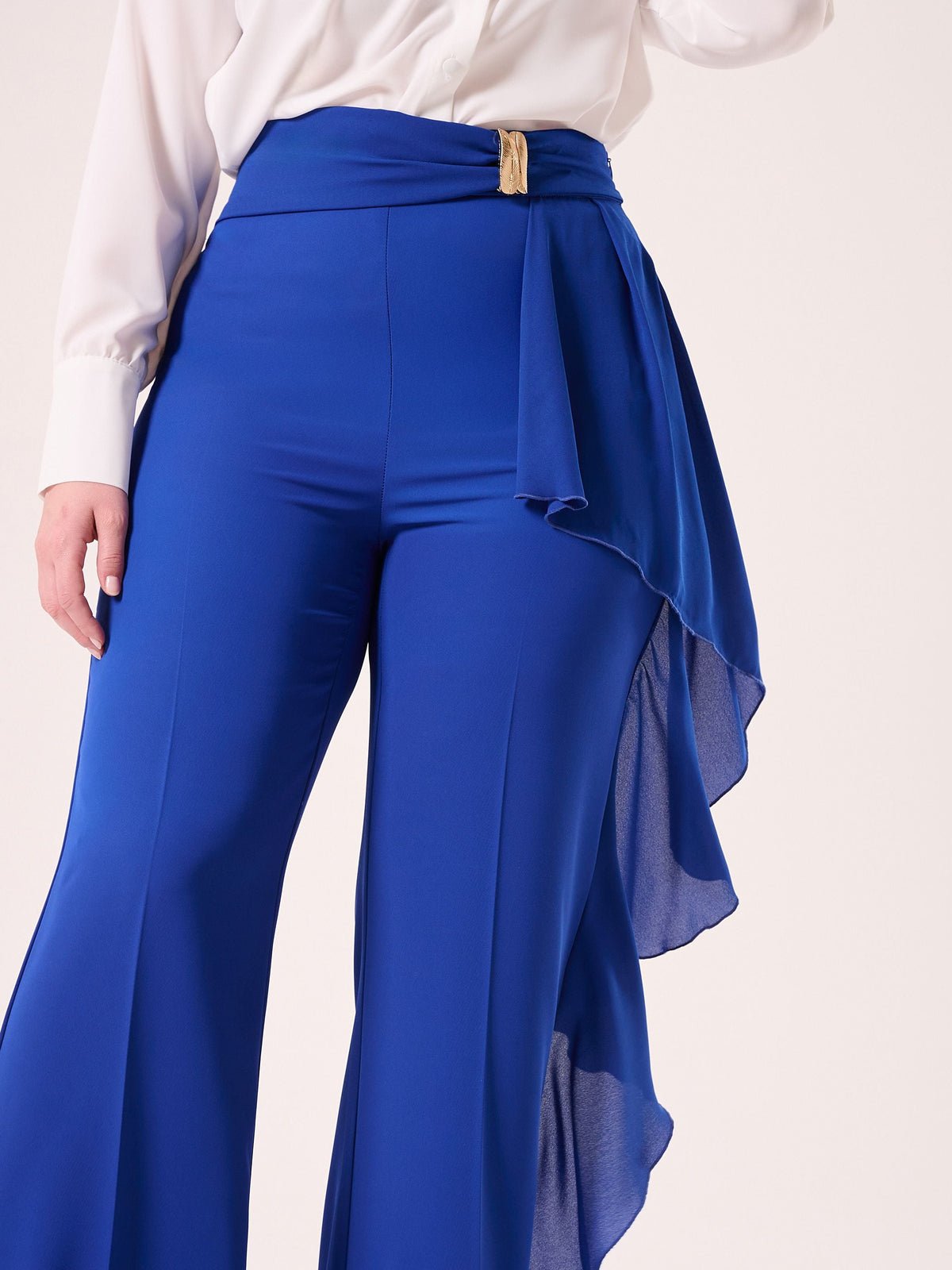 Pantaloni Curvy Blu Cina con decoro Gioiello